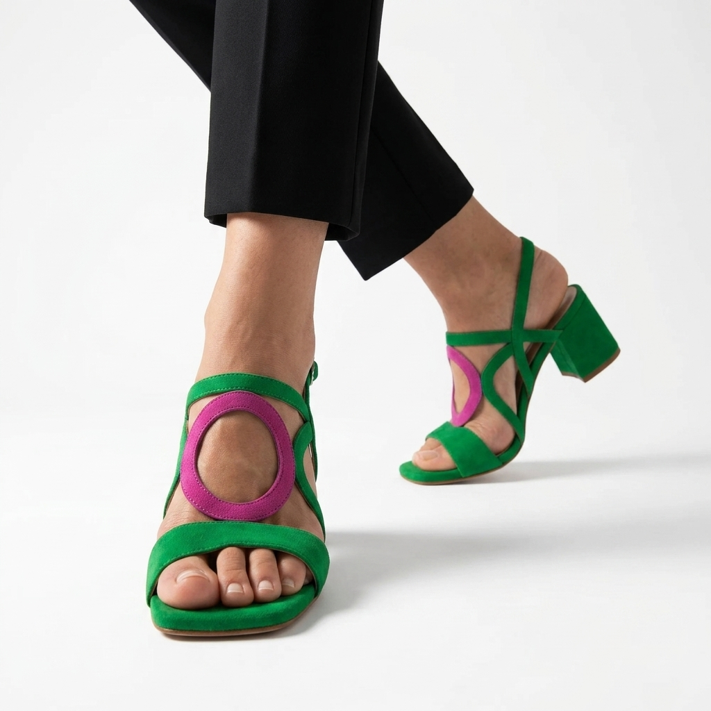 Urbéline™ — Sandalia Talón Bloque Slingback Calados Hebilla