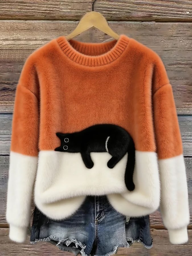 Tarcisio - Sudadera Mujer con Estampado de Gato