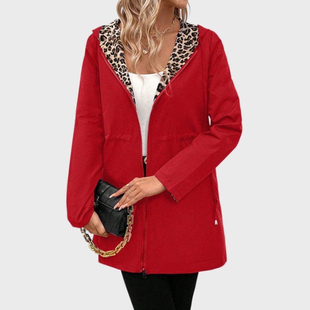 Leo - Abrigo reversible con capucha y estampado de leopardo