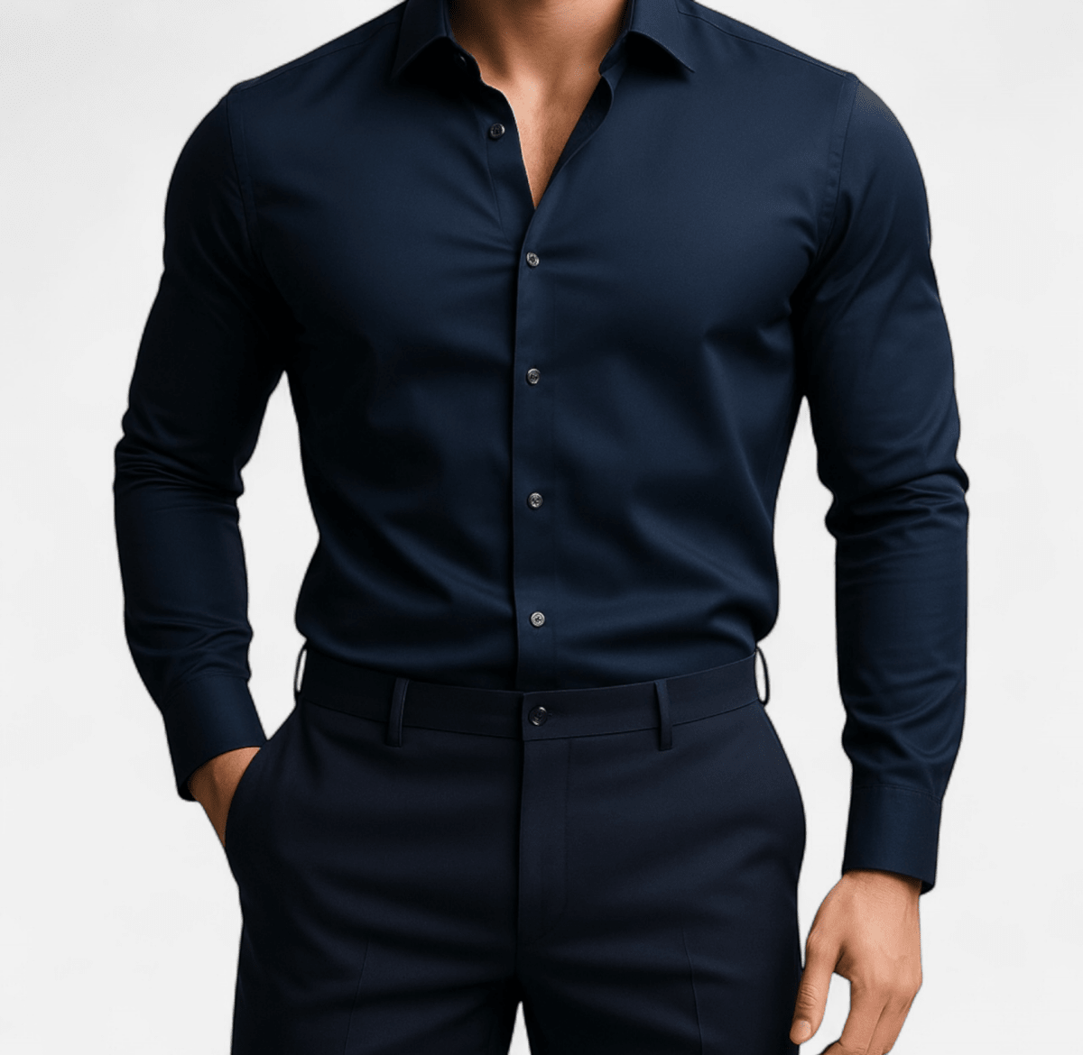 Conjunto de Camisa Azul Marino y Pantalones Azul Marino