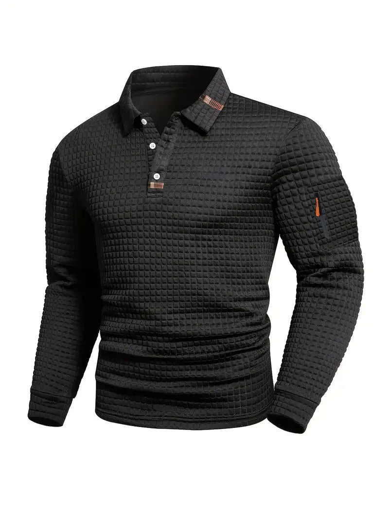 | POLO À MANCHES LONGUES TEXTURÉE