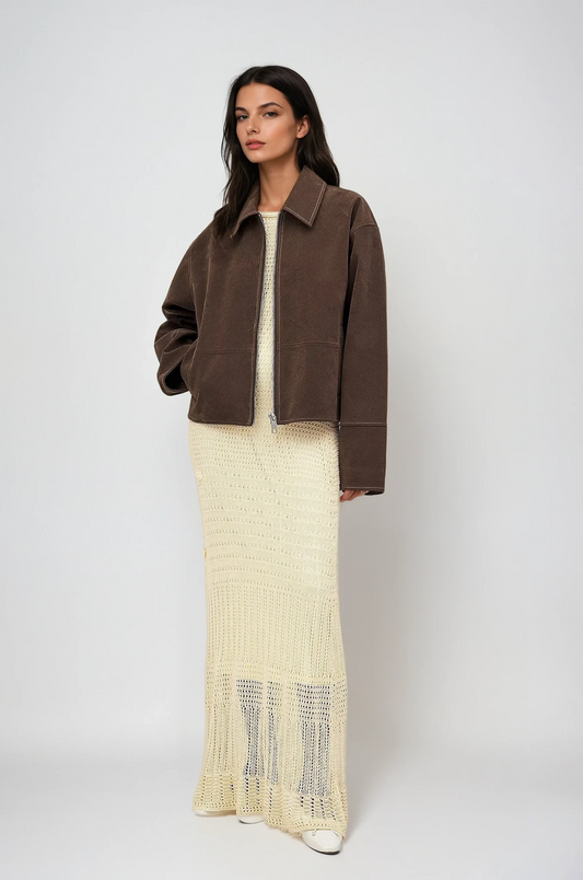 VALIRA Chaqueta suave de ante sintético con cremallera