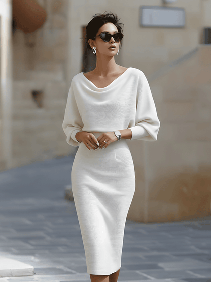 Clarisse | Vestido Midi Drapeado Elegante e Intemporal