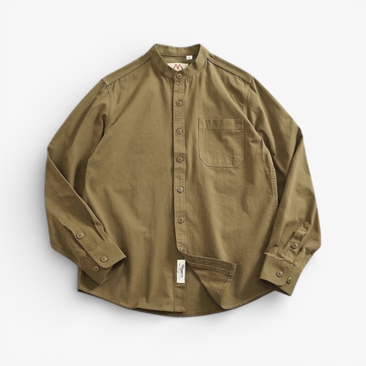 Jersey de Algodón con Cuello Mao de Caballero