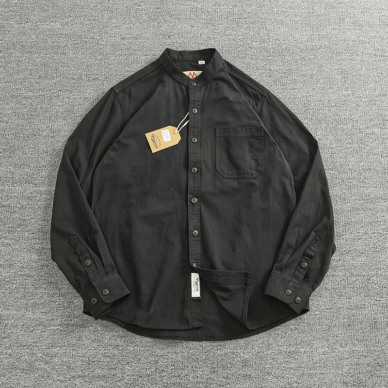 Jersey de Algodón con Cuello Mao de Caballero