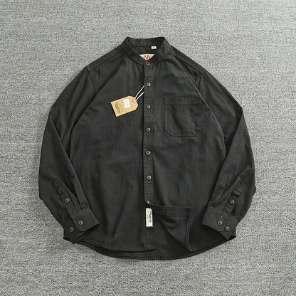 Jersey de Algodón con Cuello Mao de Caballero