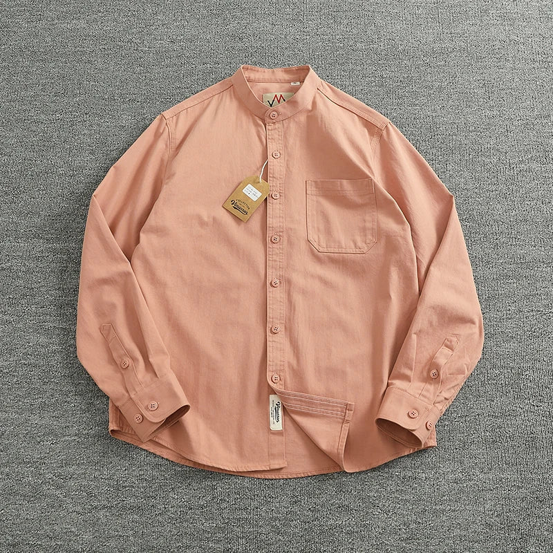 Jersey de Algodón con Cuello Mao de Caballero