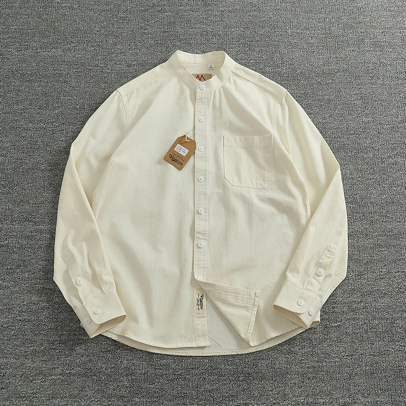 Jersey de Algodón con Cuello Mao de Caballero