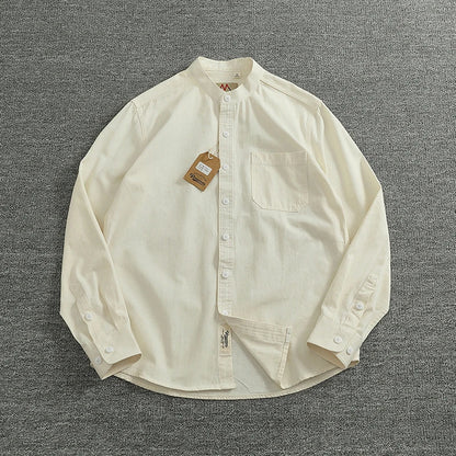 Jersey de Algodón con Cuello Mao de Caballero