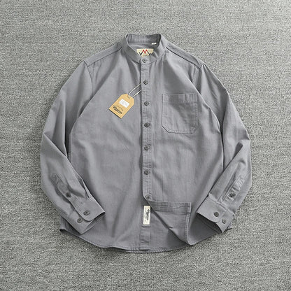 Jersey de Algodón con Cuello Mao de Caballero