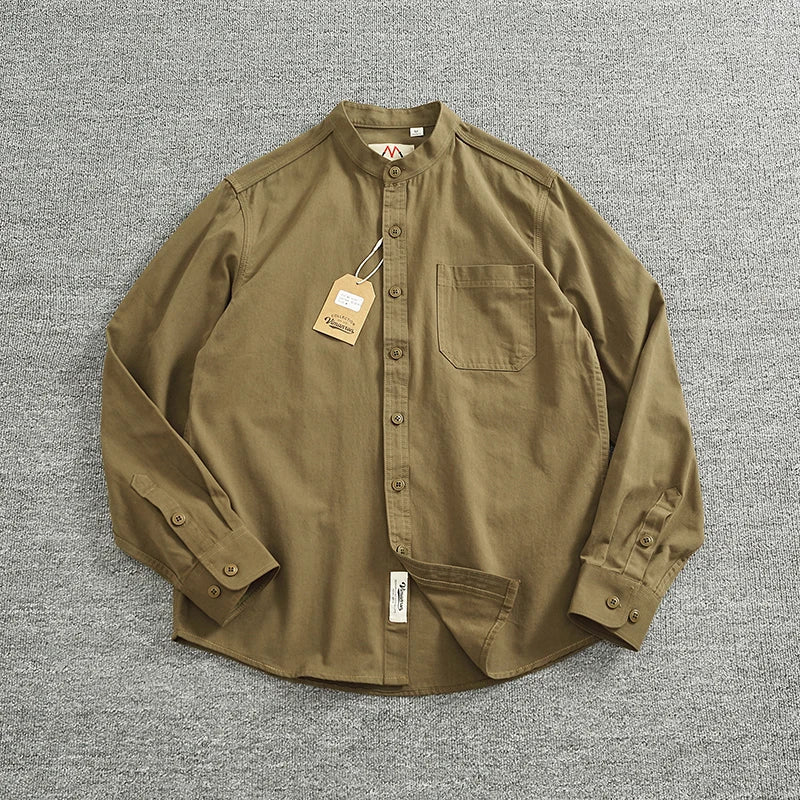 Jersey de Algodón con Cuello Mao de Caballero