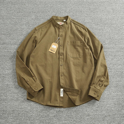 Jersey de Algodón con Cuello Mao de Caballero