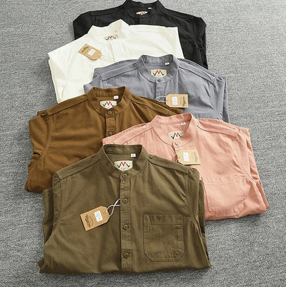 Jersey de Algodón con Cuello Mao de Caballero
