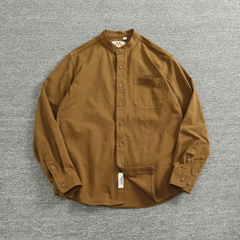 Jersey de Algodón con Cuello Mao de Caballero