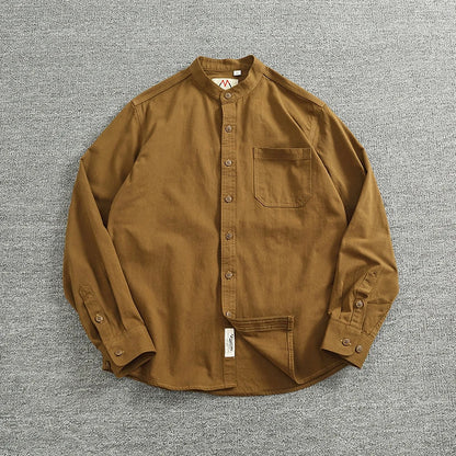 Jersey de Algodón con Cuello Mao de Caballero