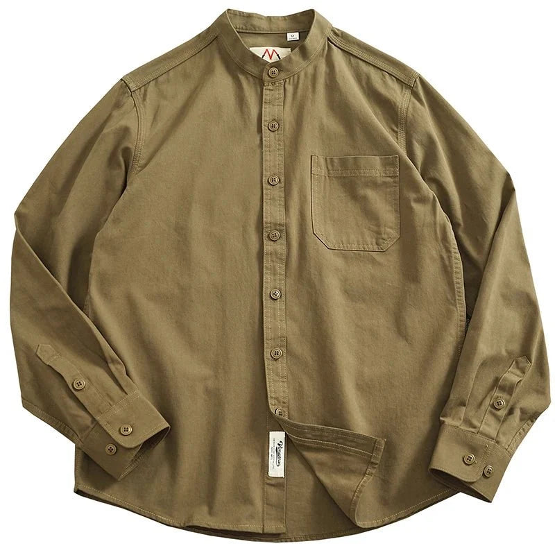 Jersey de Algodón con Cuello Mao de Caballero