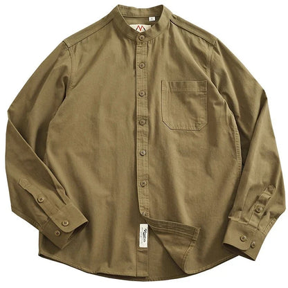 Jersey de Algodón con Cuello Mao de Caballero