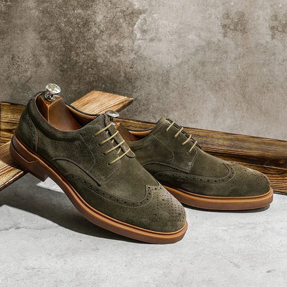 Zapatos Derby de Ante y Cuero de Vaca Genuino
