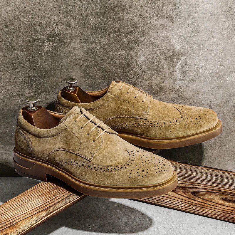 Zapatos Derby de Ante y Cuero de Vaca Genuino