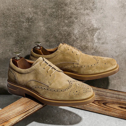 Zapatos Derby de Ante y Cuero de Vaca Genuino