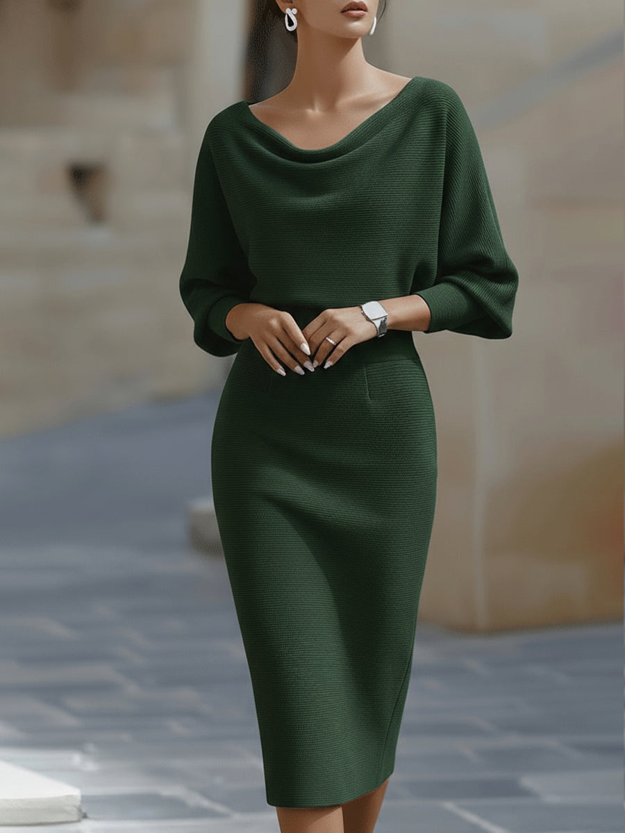Clarisse | Vestido Midi Drapeado Elegante e Intemporal