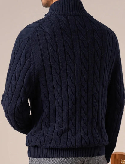 Jersey de Algodón de Fibra Larga con Media Cremallera