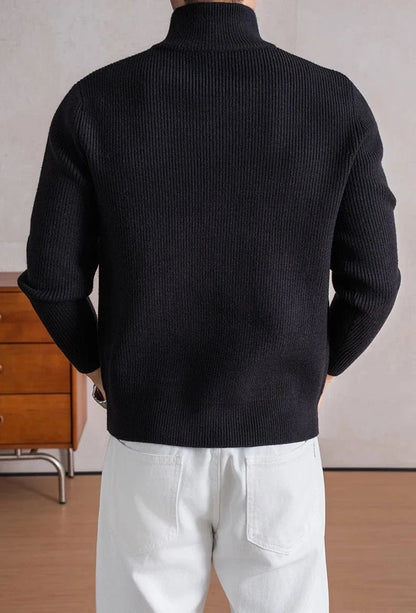 Jersey con Cremallera y Cuello Alto Pesado