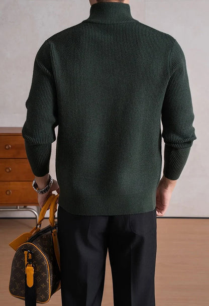 Jersey con Cremallera y Cuello Alto Pesado