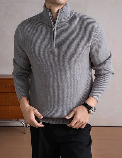 Jersey con Cremallera y Cuello Alto Pesado