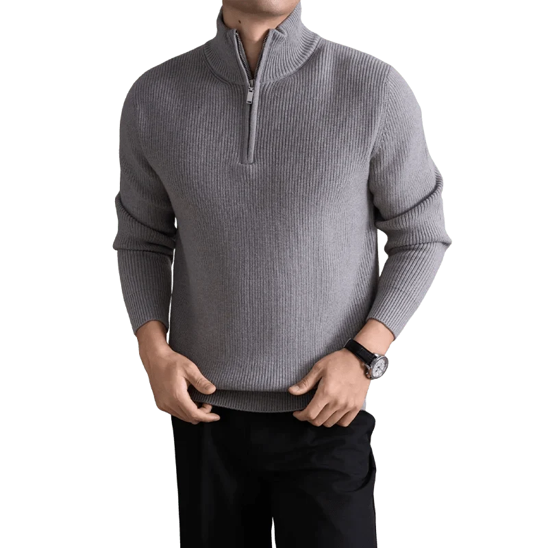 Jersey con Cremallera y Cuello Alto Pesado