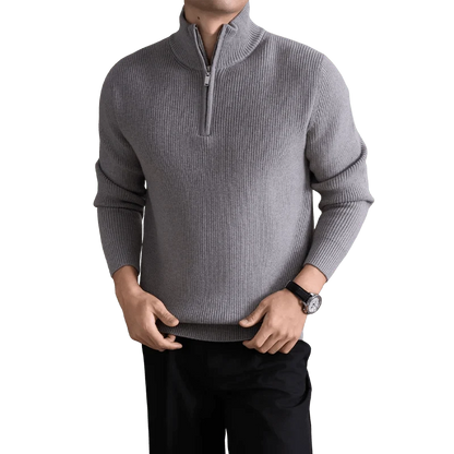 Jersey con Cremallera y Cuello Alto Pesado