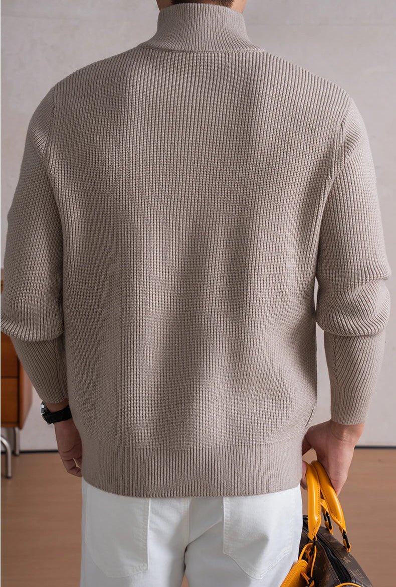 Jersey con Cremallera y Cuello Alto Pesado