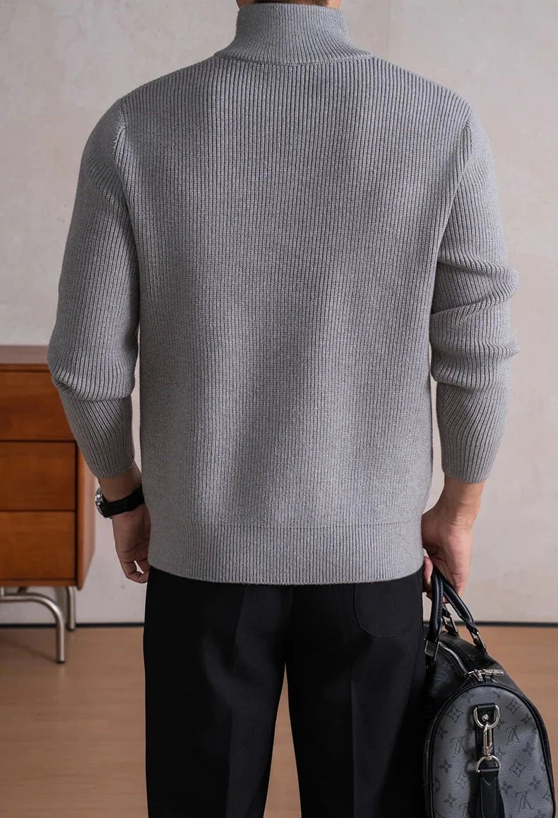 Jersey con Cremallera y Cuello Alto Pesado