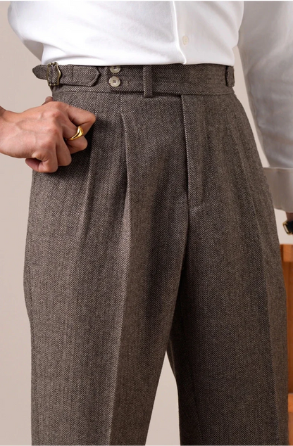 Pantalones de Otoño de Mezcla de Lana en Espiga