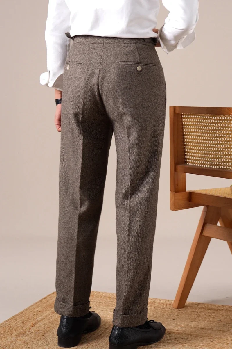 Pantalones de Otoño de Mezcla de Lana en Espiga