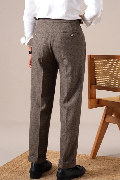 Pantalones de Otoño de Mezcla de Lana en Espiga