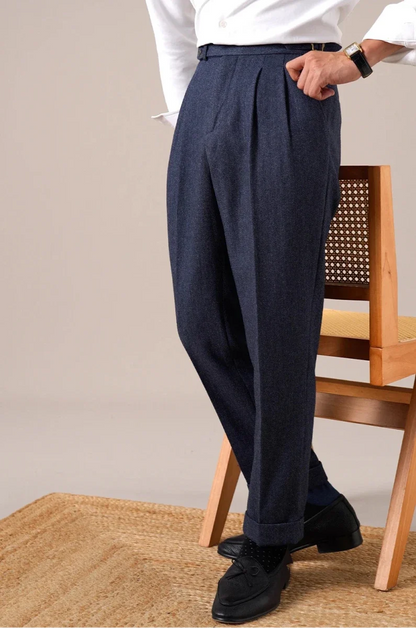 Pantalones de Otoño de Mezcla de Lana en Espiga