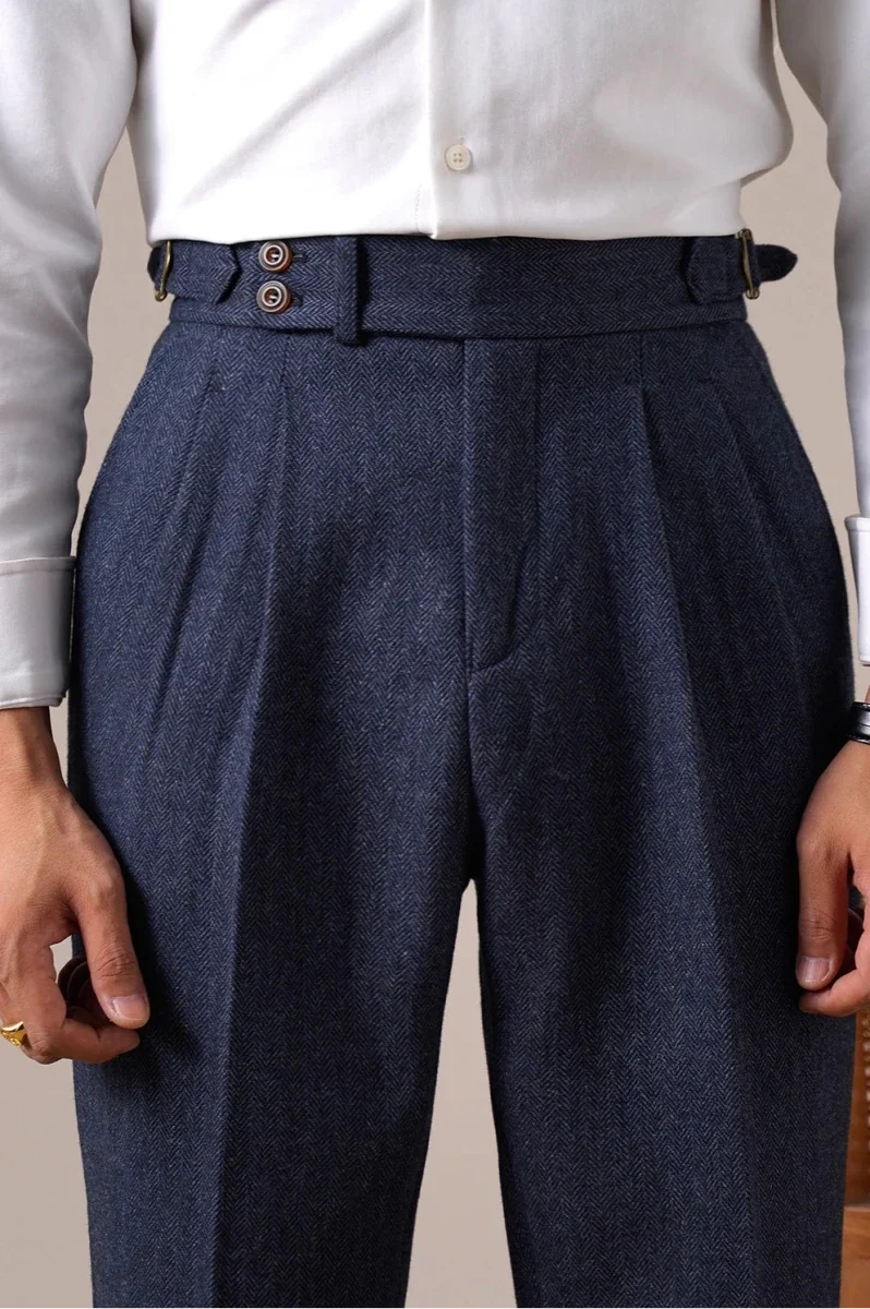 Pantalones de Otoño de Mezcla de Lana en Espiga