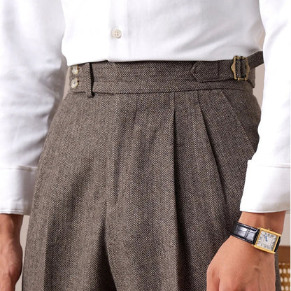 Pantalones de Otoño de Mezcla de Lana en Espiga