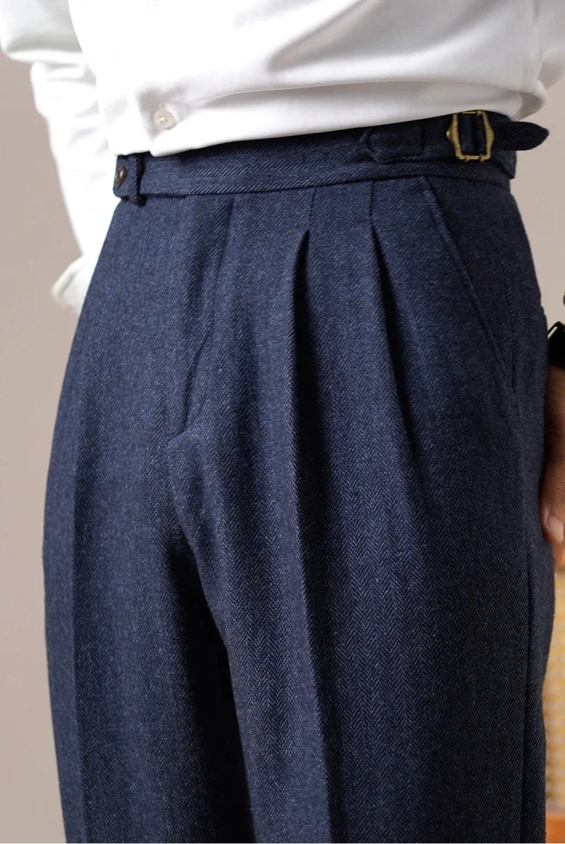 Pantalones de Otoño de Mezcla de Lana en Espiga