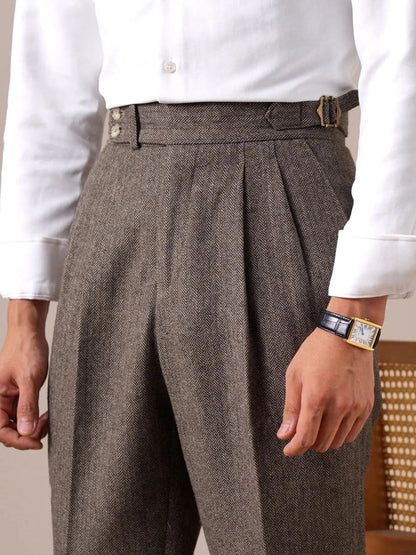 Pantalones de Otoño de Mezcla de Lana en Espiga