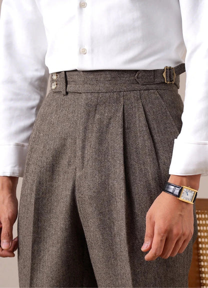 Pantalones de Otoño de Mezcla de Lana en Espiga