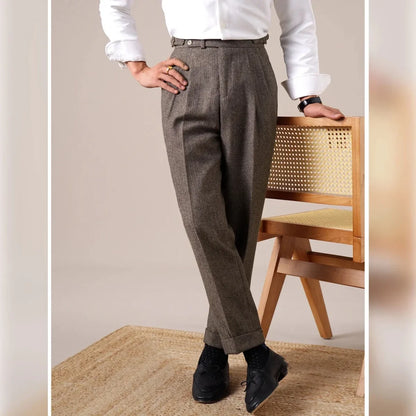 Pantalones de Otoño de Mezcla de Lana en Espiga