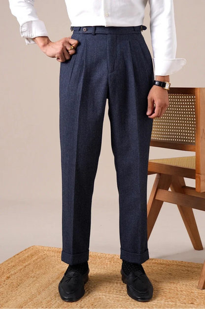 Pantalones de Otoño de Mezcla de Lana en Espiga