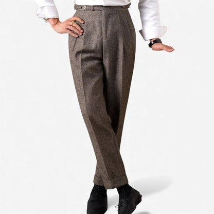 Pantalones de Otoño de Mezcla de Lana en Espiga