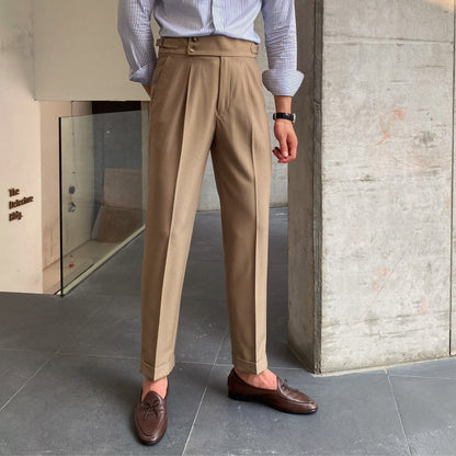 Pantalones de Algodón de Tiro Alto para Hombre