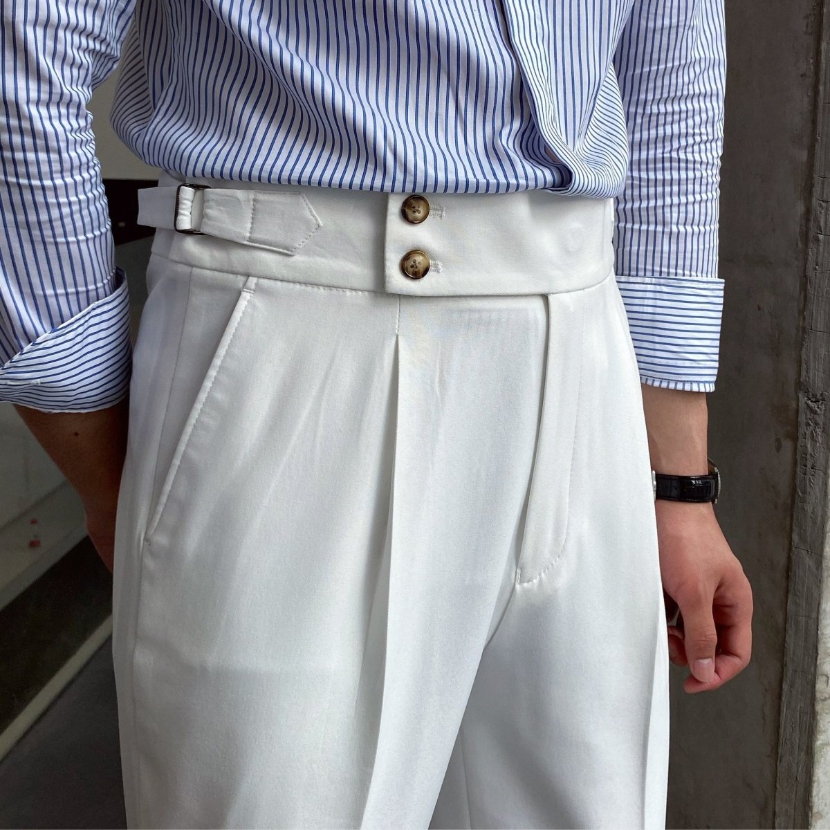 Pantalones de Algodón de Tiro Alto para Hombre
