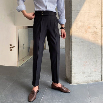 Pantalones de Algodón de Tiro Alto para Hombre