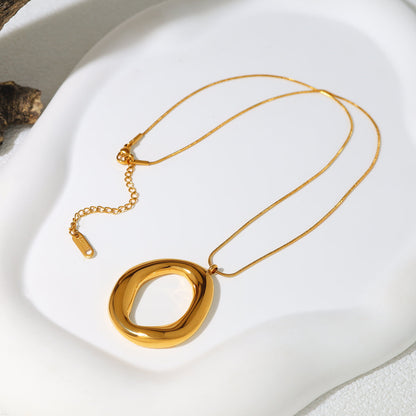 Collar Ovalado Dorado Chapado en Oro