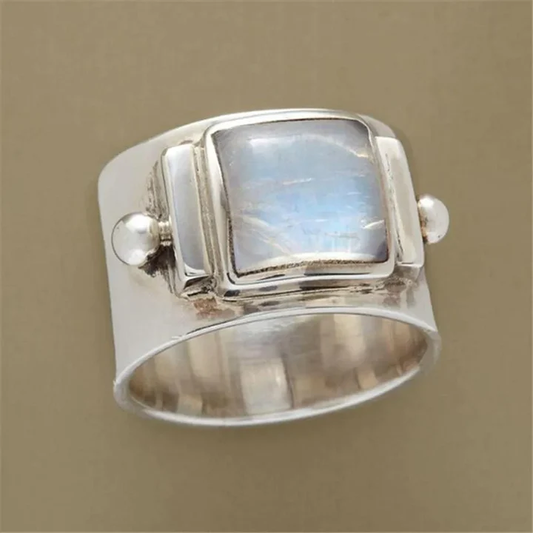 ANILLO VINTAGE DE CRISTAL DE LUNA CÚBICO